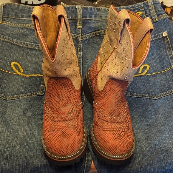 🤎🔶💥⭐Women's Ariat Fatbaby jeweled Western leather Boots size 6.5B🤎🔶💥⭐ - Picture 3 of 12